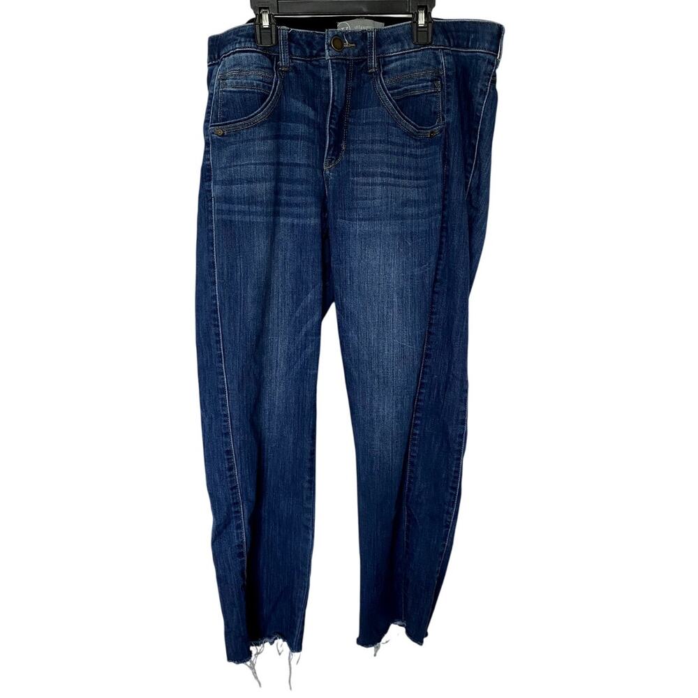 Wit & Wisdom Plus Size Dark Wash Distressed Raw Edge Skinny Jeans Size 14W